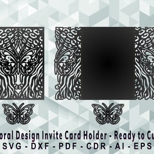 Butterfly Invite Holder Cutting Template, Laser Cut, Cricut, Silhouette Studio. Digital Download, (svg, cdr, ai, eps, dxf, pdf)