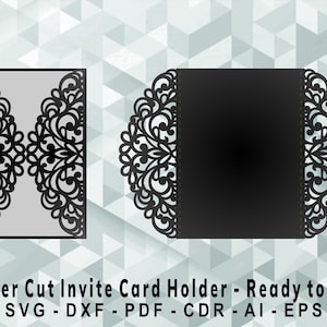 Invite Holder Cutting Template, Laser Cut, Cricut, Silhouette Studio. Digital Download, (svg, cdr, ai, eps, dxf, pdf)