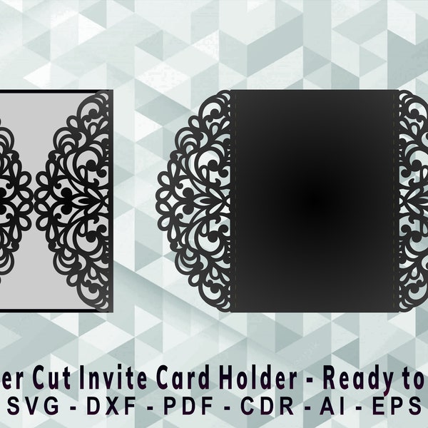 Invite Holder Cutting Template, Laser Cut, Cricut, Silhouette Studio. Digital Download, (svg, cdr, ai, eps, dxf, pdf)