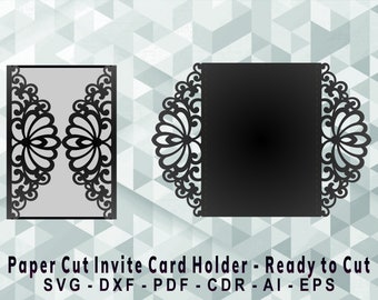 Invite Holder Cutting Template, Laser Cut, Cricut, Silhouette Studio. Digital Download, (svg, cdr, ai, eps, dxf, pdf)