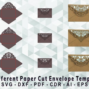Papier Umschlag Schneidevorlage, Laser Cut, Cricut, Silhouette Studio. Digitaler Download, (svg, cdr, ai, eps, dxf, pdf)