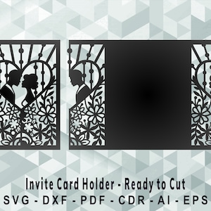 Paar uitnodigen houder snijden sjabloon, lasergesneden, Cricut, Silhouette Studio. Digitale download (svg, cdr, ai, eps, dxf, pdf)