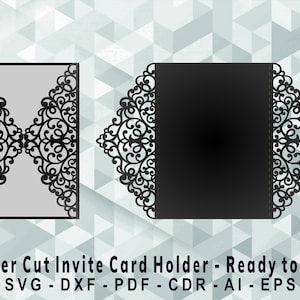 Invite Holder Cutting Template, Laser Cut, Cricut, Silhouette Studio. Digital Download, (svg, cdr, ai, eps, dxf, pdf)