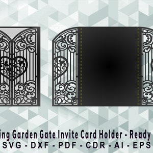 Hochzeit Gartentor Einladen Halter Schneidevorlage, Laser Cut, Cricut, Silhouette Studio. Digitaler Download, (svg, cdr, ai, eps, dxf, pdf)