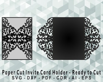 Invite Holder Cutting Template, Laser Cut, Cricut, Silhouette Studio. Digital Download, (svg, cdr, ai, eps, dxf, pdf)