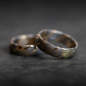 Coma Berenices Magna - wedding bands made of meteorites and 0,585 inlayed gold
