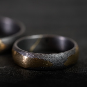 Casiopea Eclipsis - wedding rings made of meteorite and 0,585 inlayed gold (single band)
