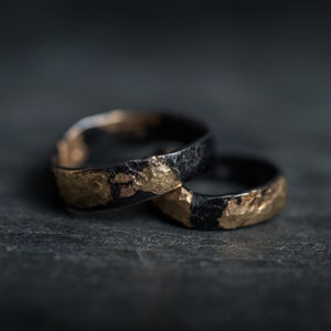 Hydrus Nox - Meteorite and Finest Gold Inlay Band