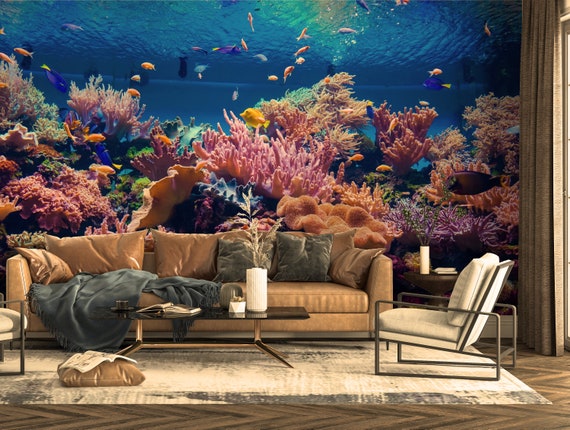 Megalopolis Resistent dodelijk Behang 3D aquarium zee oceaan koraalrif vis Nemo - Etsy België