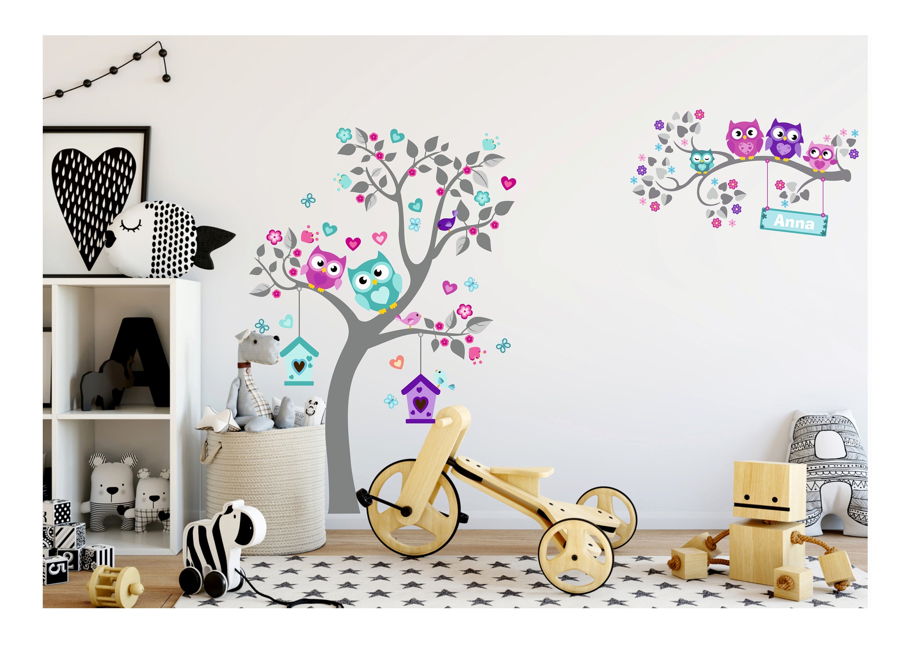 J074 Colours Dragons Wings Kids Wall Stickers Bedroom Girls Boys Living Room 