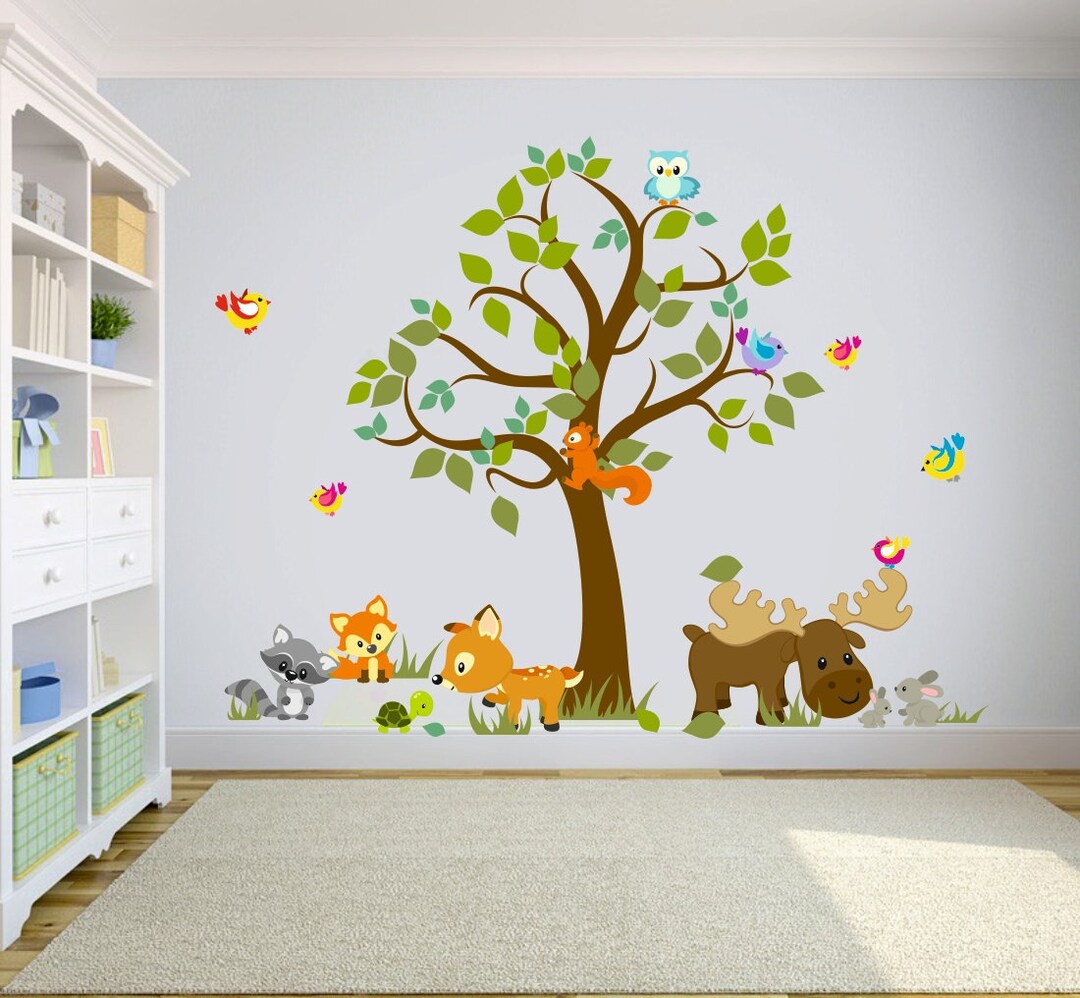 Wall Stikers Jungle Animals Walldecal Decor, Girls Boys Nursery Room