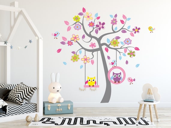 Wall Stikers Owl Trees Animals Wall Decal Decor Girls Boys Etsy
