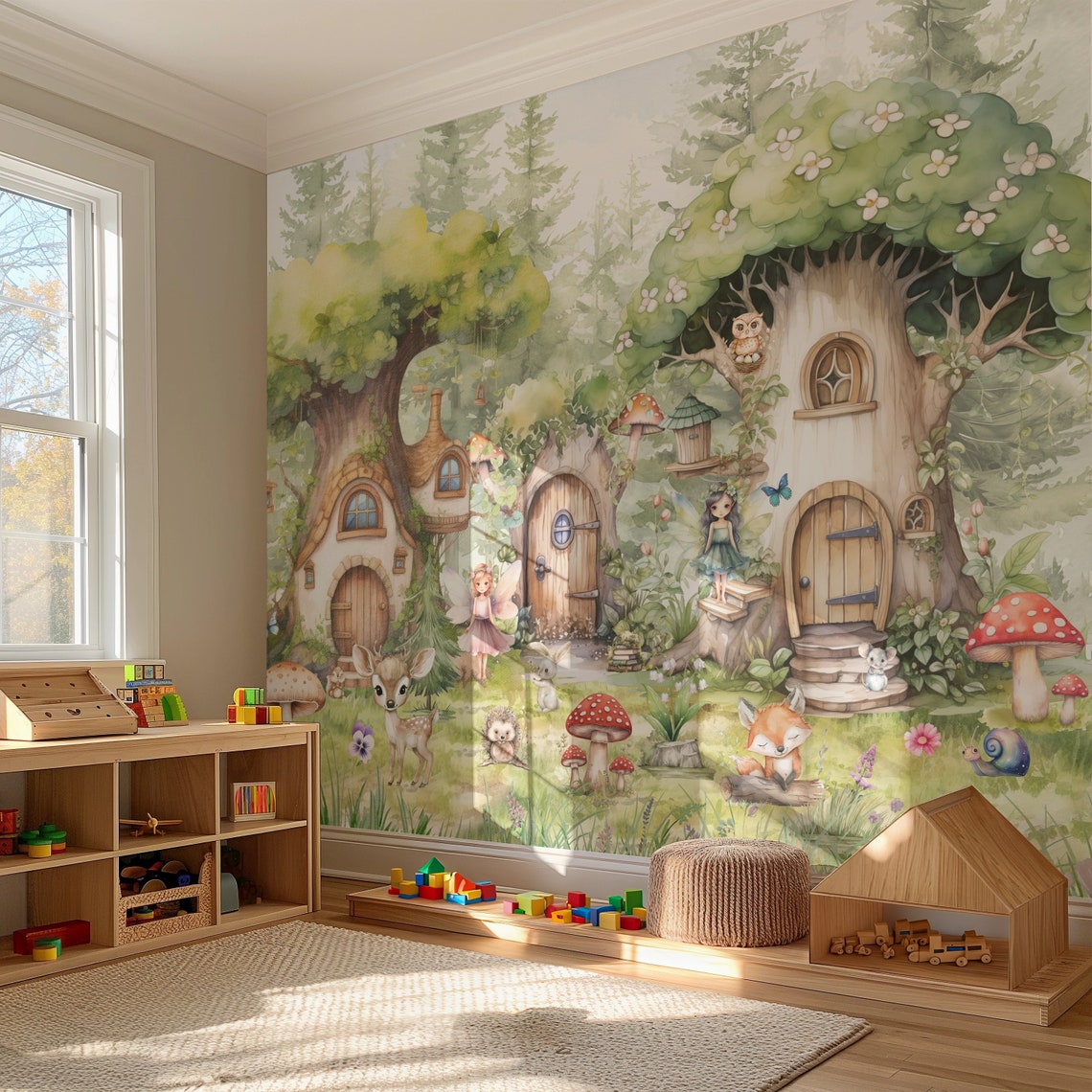 Magical Fairy Wall Mural - Whimsical Forest Fairy Wallpaper Nursery ...