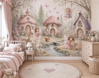 Fairy Tale Wallpaper Custom Size Kids Room Floral Forest Mural Girls Bedroom Decor