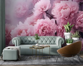 Vintage flower wallpaper Rose Peel and Stick Self Adhesive Peony on black background floral baroque wall mural botanical Wall decor room F4