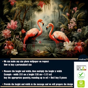 Wallpaper Flamingo Self Adhesive Palm Trees and Leaves floral vintage retro baroque wall mural botanical Wall decor living room image 4