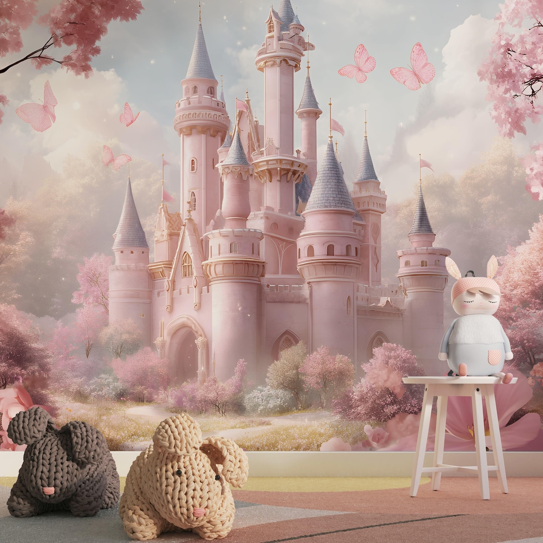 Princess and Castle Children's Room Wallpaper Magic Kingdom Fairy Tale ...