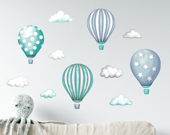 Children's wall sticker, Boys, Baby Wall Decal Sticker, Hot Air Balloons WallDecal Decor, Air Balloons Girls Nursery Room Decor Wall Art