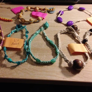 Hemp and Bead Anklets