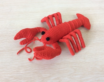 Crochet Lobster Amigurumi: Hand-Stitched Cotton Stuffed Animal