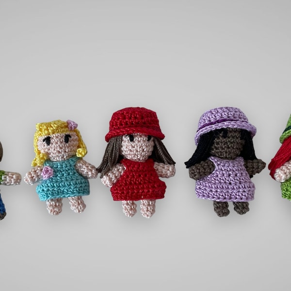 Tiny doll, miniature doll, custom doll, personalised doll, pocket pal, crochet doll