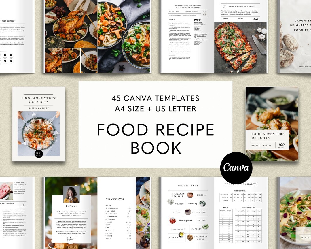 Recipe Book Template, Canva Ebook Template, Cookbook Template Canva ...