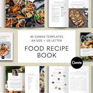 Recipe Book Template, Canva Ebook Template, Cookbook Template Canva, Editable E-book Template, Food blogger template, Family Cook Book