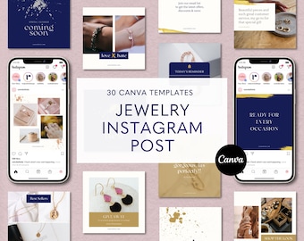 Jewelry Instagram Template, Social Media Post, Jewellery Business, Jewellers, Jewelry Canva, Editable Canva Template, Instagram Feed Posts