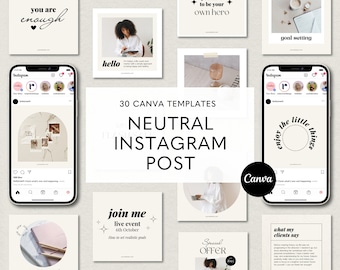 Neutral Instagram Post Templates, Minimalist Template, Social Media Post, Ig Post Template, Instagram Post, Lifestyle Coach, Canva Designs