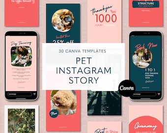 Pet Instagram Template, Instagram Dog Template, Pet Business Instagram, Dog Social Media, Editable Canva Template, Instagram Story Feed Post