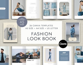 Fashion Lookbook Template, Canva Magazine Template, Fashion Catalog Template, Product Catalog, Editable Canva, Look Book Ebook Template