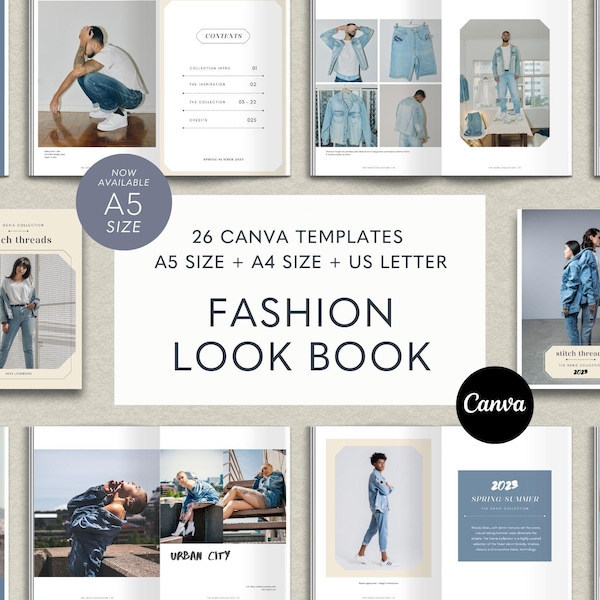 Fashion Lookbook Template, Canva Magazine Template, Fashion Catalog Template, Product Catalog, Editable Canva, Look Book Ebook Template