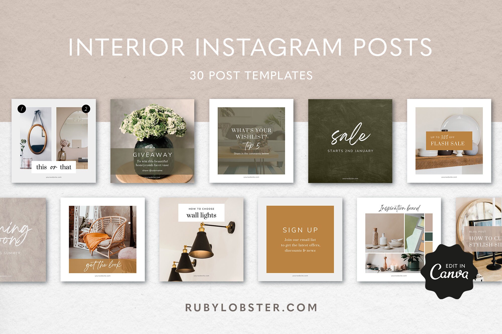 Stationery Home Decor Canva templates Social Media Templates Content ...