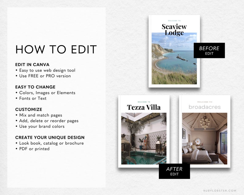 Tezza Book Airbnb Welcome Book Template, Guest Book Airbnb Template, Editable ...