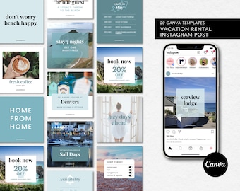 Airbnb Instagram Post, Social Media Templates Hotel, Superhost Air bnb, VRBO Template, Editable Canva Template, Instagram Feed Posts