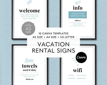 Airbnb Welcome Sign, Vacation Rental Signs, Guest House Rules, Wifi Info Sign, Air bnb Signage, Rental Home Bundle, Vrbo Sign, Superhost