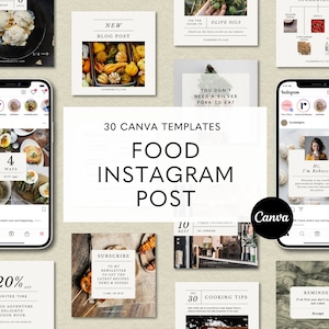 Food Instagram Post Templates, Editable Canva Template, Instagram Recipe, Food Blogger Template, Social Media Post, Foodie Instagram