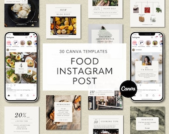 Food Instagram Post Templates, Editable Canva Template, Instagram Recipe, Food Blogger Template, Social Media Post, Foodie Instagram