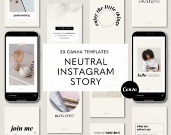 Neutral Instagram Story Templates, Minimalist Template, Social Media Post, Ig Story Template, Instagram Feed, Lifestyle Coach, Canva Designs