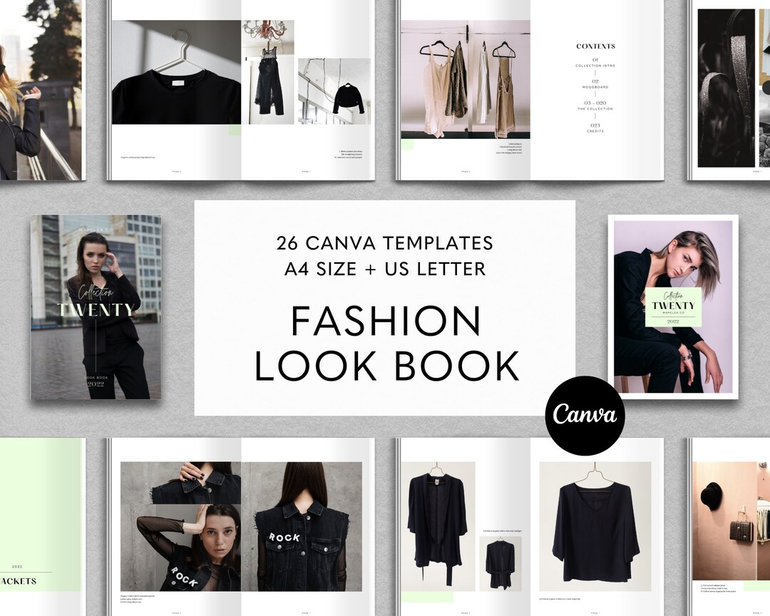 Fashion Lookbook Template Canva Magazine Template Fashion Etsy