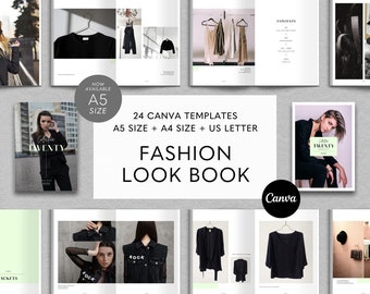 Fashion Lookbook Template, Canva Magazine Template, Fashion Catalog Template, Product Catalog, Editable Canva, Look Book Ebook Template