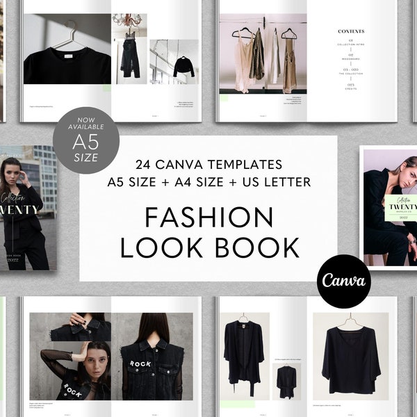 Fashion Lookbook Template, Canva Magazine Template, Fashion Catalog Template, Product Catalog, Editable Canva, Look Book Ebook Template