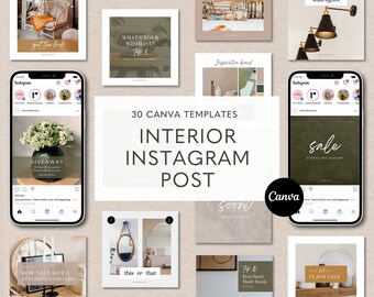 Interior Instagram Template, Social Media Post, Interior Design, Canva Gift Guide, Interior Home Decor, Editable Canva, Instagram Feed Posts