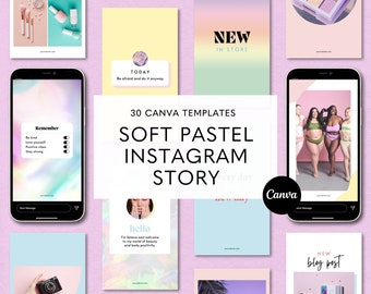 Pastel Instagram Story Templates, Bright Instagram Template, Social Media Post, Colorful Template, Boho Instagram Story Feed, Canva Designs