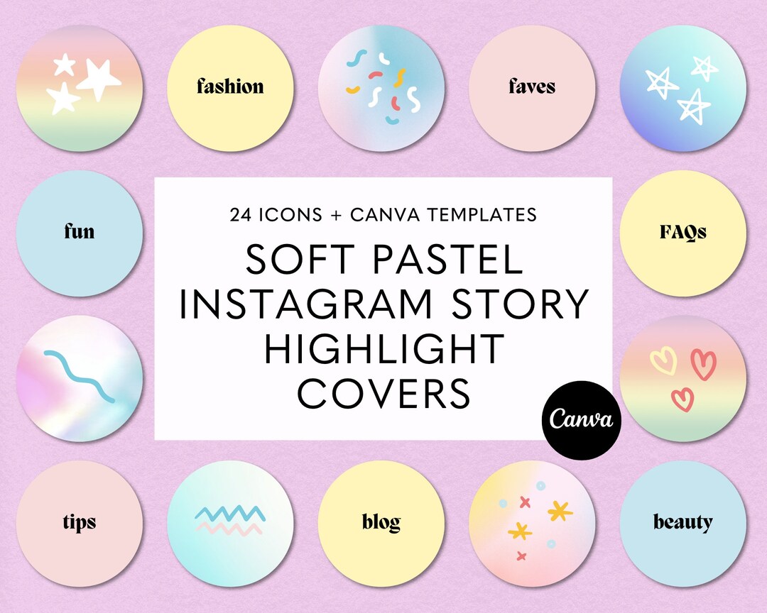 24 Pastel Instagram Highlight Covers, Highlight Icons, Instagram Story