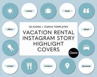 24 Airbnb Instagram Story Highlight Icons, Highlight Covers, Superhost, Instagram Stories, Editable Canva Icons, Instagram Template Canva