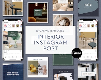 Interior Instagram Template, Social Media Post, Interior Design, Canva Gift Guide, Interior Home Decor, Editable Canva, Instagram Feed Posts