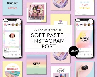 Pastel Instagram Post Templates, Bright Instagram Template, Social Media Post, Colorful Template, Boho Instagram Post, Canva Designs