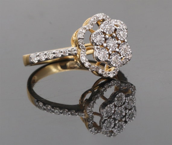 1 2 Ct Fg Vvs Diamond 18k Gold Halo Ring Etsy