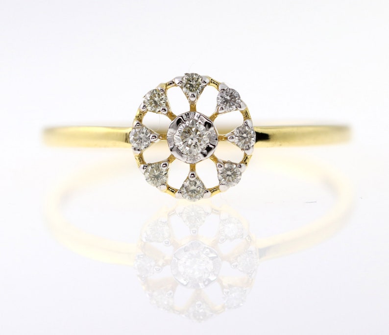 0.14 CT Natural Certified Diamond G \u2013 H Color 10K Yellow Gold Ring